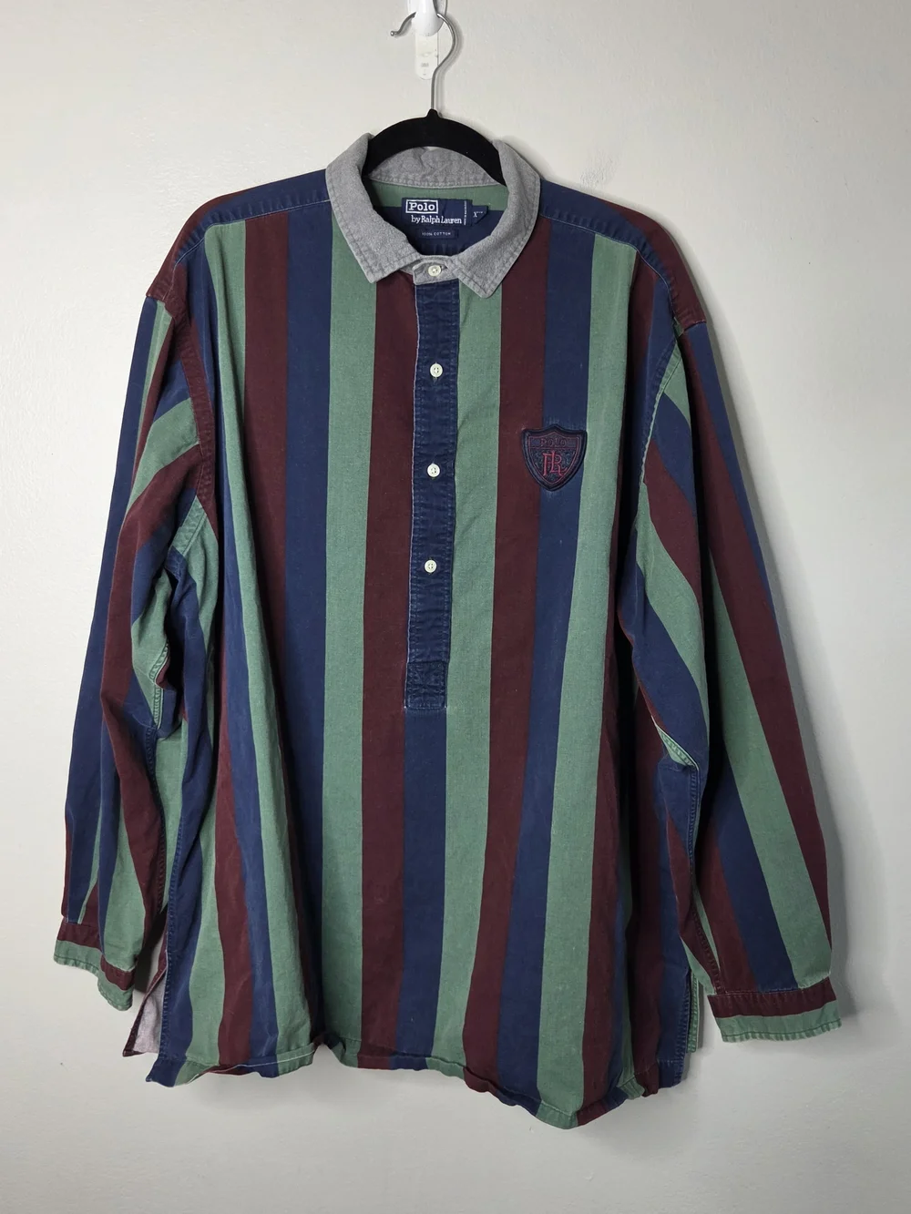 Polo by Ralph Lauren Striped Long-Sleeve Rugby Shirt - Green/Navy/Burgundy